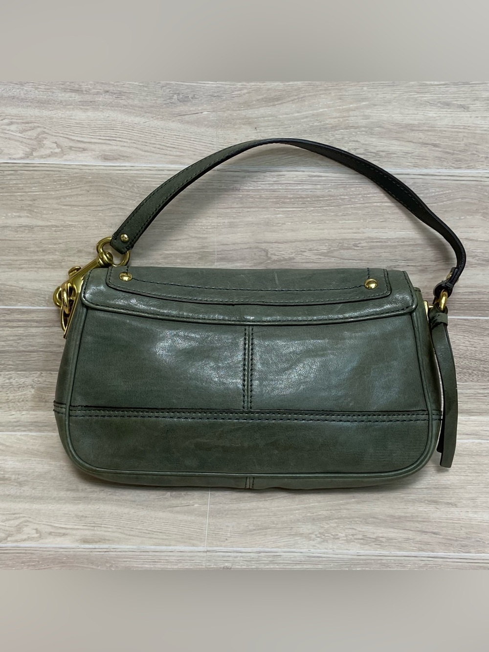 Coach Vintage Y2K Legacy Mini Shoulder Bag Wristlet Olive Green Leather - Picture 2 of 15